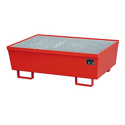 Auffangwanne BAUER AM-2, mit Gitterrost, Stahl, 225 l, B 1200 x T 800 x H 415 mm, rot