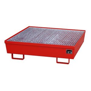 Auffangwanne BAUER AM-4/A, mit Gitterrost, Stahl, 245 l, B 1200 x T 1200 x H 335 mm, rot Auffangwanne BAUER AM-4/A, mit Gitterrost, Stahl, 245 l, B 1200 x T 1200 x H 335 mm, rot
