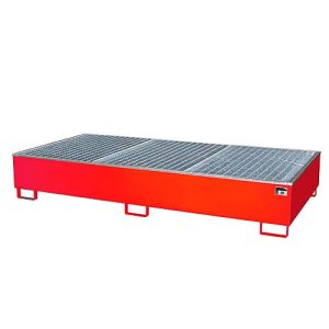 Auffangwanne BAUER AW 1000-2/PE mit Gitterrost, 2x 1000 l IBC, B 2665 x T 1315 x H 440 mm, rot Auffangwanne BAUER AW 1000-2/PE mit Gitterrost, 2x 1000 l IBC, B 2665 x T 1315 x H 440 mm, rot