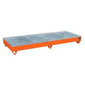 Auffangwanne BAUER AW-4/B/PE mit Gitterrost, 218 l, B 2415 x T 815 x H 255 mm, orange Auffangwanne BAUER AW-4/B/PE mit Gitterrost, 218 l, B 2415 x T 815 x H 255 mm, orange