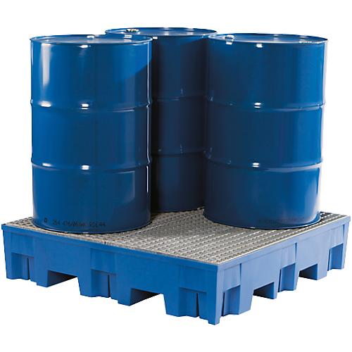 Auffangwanne, Polyethylen, unterfahrbar, 255 l, mit verzinktem Gitterrost