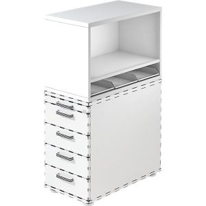 Aufsatzregal Breno, für Standcontainer Breno, inkl. 3 Kunststoffeinsätze, B 428 x T 800 x H 530 mm, Spanplatte, Weiß Aufsatzregal Breno, für Standcontainer Breno, inkl. 3 Kunststoffeinsätze, B 428 x T 800 x H 530 mm, Spanplatte, Weiß