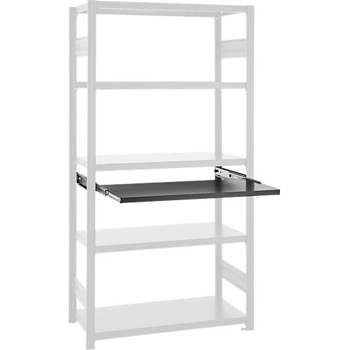 Auszugboden für ORDO Business Regalsysteme, Teleskopschienen-Vollauszug, höhenverstellbar, B 1000 x T 500 mm, Tragkraft 60 kg, tiefschwarz RAL 9005