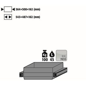 Auszugswanne Schwerlast für asecos Sicherheitsschränke der Q30, Q90 und S90 Serie, Stahlblech, lichtgrau, B 564 x T 508 x H 162 mm, 45 l, bis 100 kg Auszugswanne Schwerlast für asecos Sicherheitsschränke der Q30, Q90 und S90 Serie, Stahlblech, lichtgrau, B 564 x T 508 x H 162 mm, 45 l, bis 100 kg