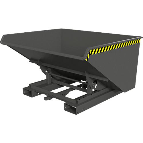 Automatischer Kippbehälter Bauer Typ 4A 900, 3 Entriegelungspunkte, Abrollsystem, Inhalt 0,9 m³, bis 1000 kg, mausgrau RAL 7005