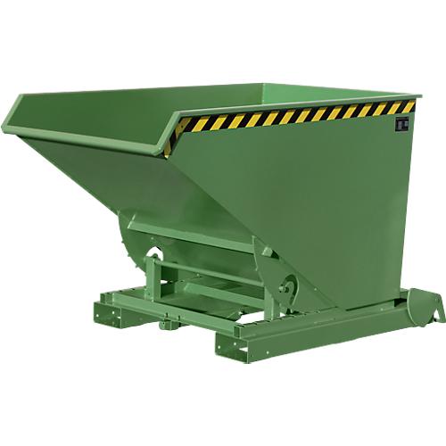 Automatischer Kippbehälter Bauer Typ 4A 900, 3 Entriegelungspunkte, Abrollsystem, Inhalt 0,9 m³, bis 1000 kg, resedagrün RAL 6011
