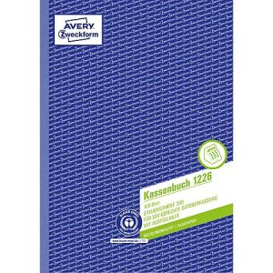 Avery® Zweckform Kassenbuch 1226, Format A4, DATEV-konform, mit Ausfüllhilfe & 1 Blatt Blaupapier, perforiert & gelocht, Blauer Engel, weiß, 100 Blatt Avery® Zweckform Kassenbuch 1226, Format A4, DATEV-konform, mit Ausfüllhilfe & 1 Blatt Blaupapier, perforiert & gelocht, Blauer Engel, weiß, 100 Blatt