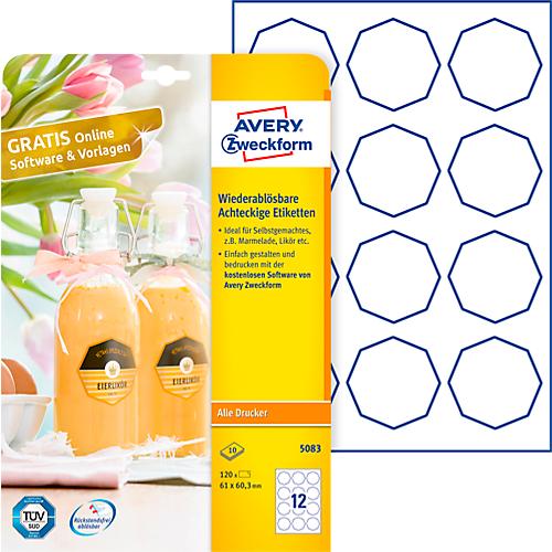 AVERY® Zweckform Klebeetiketten, 61 x 60,3 mm, 120 Stück