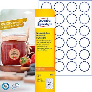 AVERY® Zweckform Klebeetiketten, blanko, 40,8 x 40,3 mm, 240 Stück, Blumenform AVERY® Zweckform Klebeetiketten, blanko, 40,8 x 40,3 mm, 240 Stück, Blumenform