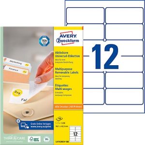 Avery Zweckform Universal-Etiketten, 100 Etiketten, 99,1 x 42,3 mm, wiederablösbar Avery Zweckform Universal-Etiketten, 100 Etiketten, 99,1 x 42,3 mm, wiederablösbar