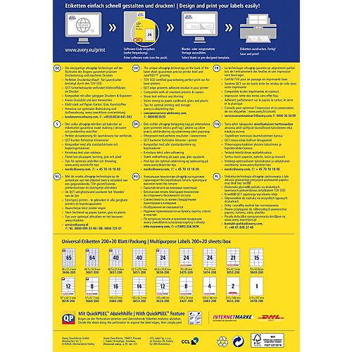 AVERY Zweckform Universal-Etiketten 3427-200, ultragrip, 105 x 74 mm, DP INTERNETMARKE geeignet