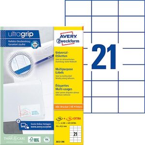AVERY Zweckform Universal-Etiketten 3652-200, ultragrip, 70 x 42,3 mm, 4200 + 420 Stück AVERY Zweckform Universal-Etiketten 3652-200, ultragrip, 70 x 42,3 mm, 4200 + 420 Stück
