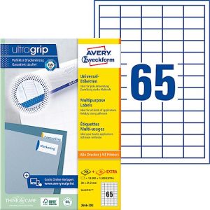 AVERY Zweckform Universal-Etiketten 3666-200, ultragrip, 38 x 21,2 mm, 13000 + 1300 Stück AVERY Zweckform Universal-Etiketten 3666-200, ultragrip, 38 x 21,2 mm, 13000 + 1300 Stück