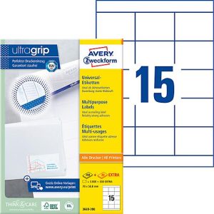 Avery Zweckform Universal-Etiketten 3669-200, ultragrip, 3000 + 300 Stück Avery Zweckform Universal-Etiketten 3669-200, ultragrip, 3000 + 300 Stück