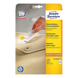 AVERY Zweckform Universal-Etiketten, 45,7 x 21,2 mm, wiederablösbar AVERY Zweckform Universal-Etiketten, 45,7 x 21,2 mm, wiederablösbar