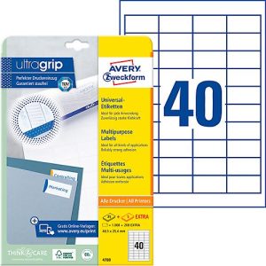 AVERY Zweckform Universal-Etiketten 4780, ultragrip, 48,5 x 25,4 mm, 1000 + 200 Stück AVERY Zweckform Universal-Etiketten 4780, ultragrip, 48,5 x 25,4 mm, 1000 + 200 Stück