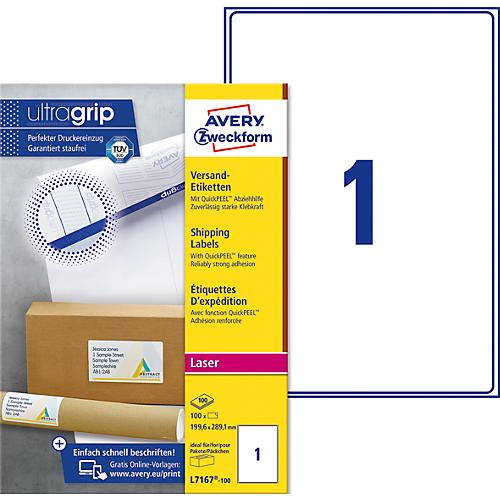 AVERY® Zweckform Versandetiketten, ultragrip, 199,6 x 289,1 mm, 100 Stück