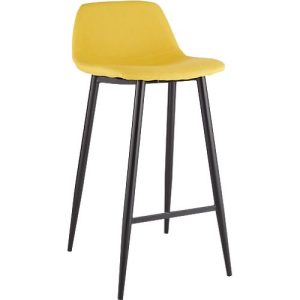 Barhocker, 2er-Set, B 500 x T 450 x H 950 mm, Fußstütze, gepolstert, schwarz, Stoffbezug safran Barhocker, 2er-Set, B 500 x T 450 x H 950 mm, Fußstütze, gepolstert, schwarz, Stoffbezug safran