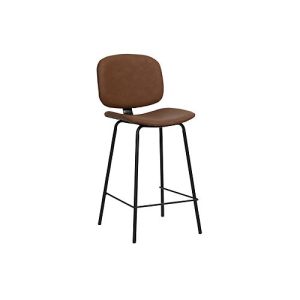 Barhocker Vintage, mit Lehne, Stahlbeine, Sitzhöhe 760 mm, 2 Stk., B 430 x T 510 x H 1080 mm, Kunstleder, braun Barhocker Vintage, mit Lehne, Stahlbeine, Sitzhöhe 760 mm, 2 Stk., B 430 x T 510 x H 1080 mm, Kunstleder, braun