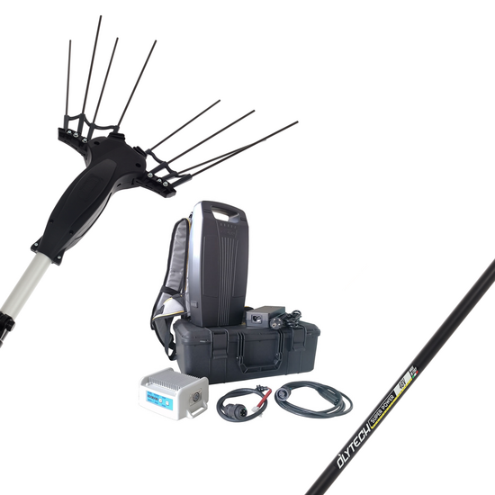 Batteriebetriebener elektrischer Olivenrüttler Volpi Olytech Super Power 555XL 240/360 - Rucksack-Akku enthalten