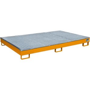 Bauer Regalwanne RW-GR 2200-1 PE, mit PE-Einsatz, mit Gitterrost, L 2165 x B 1315 x H 230 mm , gelborange RAL 2000