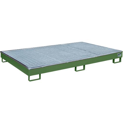 Bauer Regalwanne RW-GR 2200-1 PE, mit PE-Einsatz, mit Gitterrost, L 2165 x B 1315 x H 230 mm , resedagrün RAL 6011