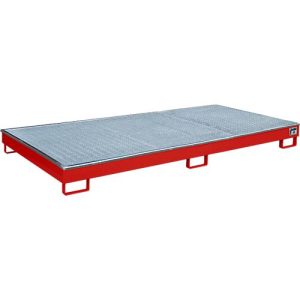Bauer Regalwanne RW-GR 2700-1 PE, mit PE-Einsatz und Gitterrost, L 2665 x B 1315 x H 210 mm, lackiert, feuerrot RAL 3000 Bauer Regalwanne RW-GR 2700-1 PE, mit PE-Einsatz und Gitterrost, L 2665 x B 1315 x H 210 mm, lackiert, feuerrot RAL 3000