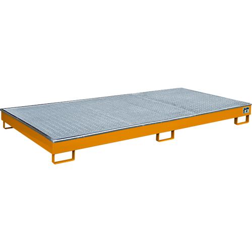 Bauer Regalwanne RW-GR 2700-1 PE, mit PE-Einsatz und Gitterrost, L 2665 x B 1315 x H 210 mm, lackiert, gelborange RAL 2000