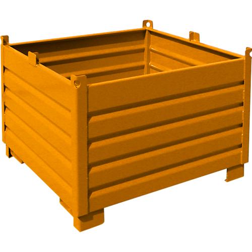 Bauer Sammelbehälter-System SBS 1000, L 1200 x B 1200 x H 850 mm, bis zu 3-fach stapelbar, lackiert, mit Transportwagen, gelborange RAL 2000