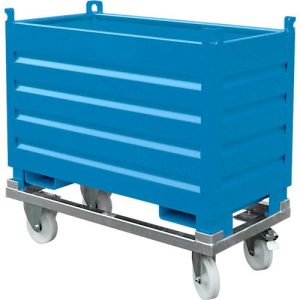 Bauer Sammelbehälter-System SBS 500, L 600 x B 1200 x H 850 mm, bis zu 3-fach stapelbar, lackiert, mit Transportwagen, lichtblau RAL 5012 Bauer Sammelbehälter-System SBS 500, L 600 x B 1200 x H 850 mm, bis zu 3-fach stapelbar, lackiert, mit Transportwagen, lichtblau RAL 5012