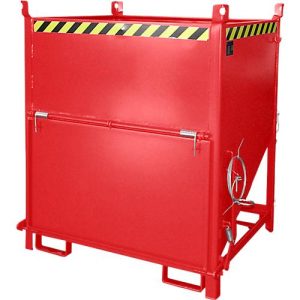 Bauer Silobehälter SGK 100, Zugseil-Entleerung, L 1000 x B 1200 x H 1405 mm, 1 m³, bis 1500 kg, Stahl, Feuerrot Bauer Silobehälter SGK 100, Zugseil-Entleerung, L 1000 x B 1200 x H 1405 mm, 1 m³, bis 1500 kg, Stahl, Feuerrot