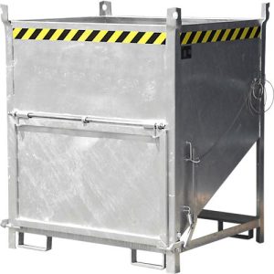 Bauer Silobehälter SGK 100, Zugseil-Entleerung, L 1000 x B 1200 x H 1405 mm, 1 m³, bis 1500 kg, Stahl, feuerverzinkt Bauer Silobehälter SGK 100, Zugseil-Entleerung, L 1000 x B 1200 x H 1405 mm, 1 m³, bis 1500 kg, Stahl, feuerverzinkt