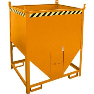 Bauer Silobehälter SGS 100, mit Schieberverschluss, L 1000 x B 1200 x H 1495 mm, 1 m³, bis 1500 kg, Stahl, Gelborange Bauer Silobehälter SGS 100, mit Schieberverschluss, L 1000 x B 1200 x H 1495 mm, 1 m³, bis 1500 kg, Stahl, Gelborange