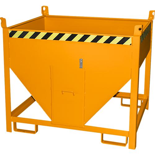 Bauer Silobehälter SGS 50, mit Schieberverschluss, L 1000 x B 1200 x H 1025 mm, 0,5 m³, bis 750 kg, Stahl, Gelborange