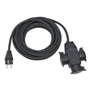 Baustellen-Verlängerungskabel 10m H07RN-F3G1,5 schwarz mit 3-fach Gummikupplung IP44 Baustellen-Verlängerungskabel 10m H07RN-F3G1,5 schwarz mit 3-fach Gummikupplung IP44