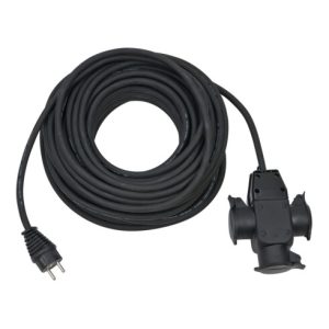 Baustellen-Verlängerungskabel 25m H07RN-F3G1,5 schwarz mit 3-fach Gummikupplung IP44 Baustellen-Verlängerungskabel 25m H07RN-F3G1,5 schwarz mit 3-fach Gummikupplung IP44