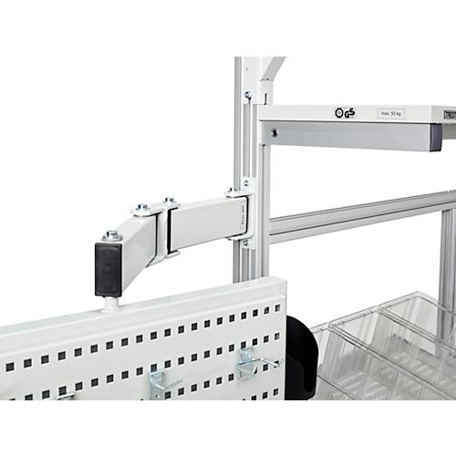 Befestigung für Schwenkarm mit Höhe 60 mm am Aluprofil, ESD-leitfähig