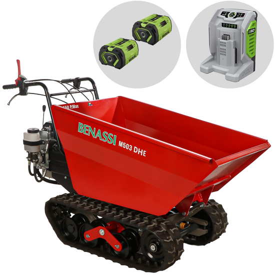 Benassi M503E DH - Akku-Raupendumper mit EGO-Motor - 2x Akkus 56V 12Ah - mit hydraulischem Kippsystem