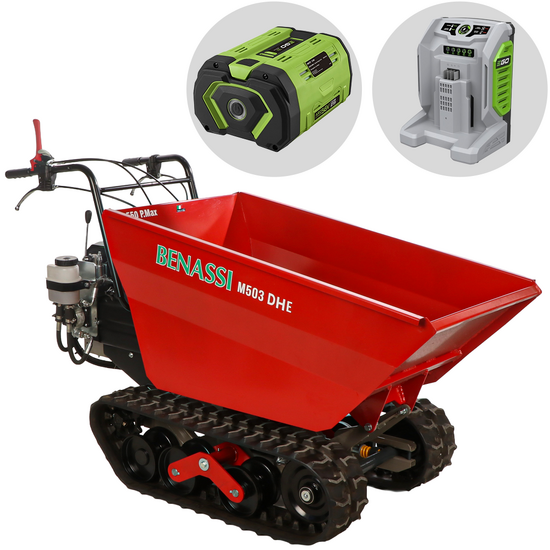 Benassi M503E DH - Akku-Raupendumper mit EGO-Motor - 56V 12Ah - mit hydraulischem Kippsystem