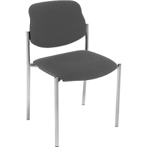 Besucherstuhl Styl, ohne Armlehnen, Stoff anthrazit, Gestell alusilbern, stapelbar bis zu 6 Stück
