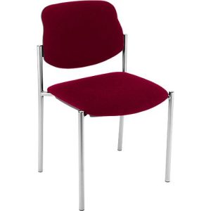 Besucherstuhl Styl, ohne Armlehnen, Stoff bordeaux, Gestell verchromt, stapelbar bis zu 6 Stück Besucherstuhl Styl, ohne Armlehnen, Stoff bordeaux, Gestell verchromt, stapelbar bis zu 6 Stück