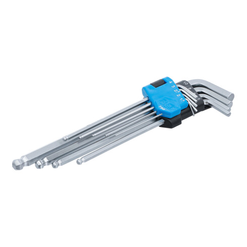 BGS Winkelschlüssel-Satz extra lang Innensechskant/Innensechskant mit Kugelkopf 1,5 - 10 mm 9-tlg.