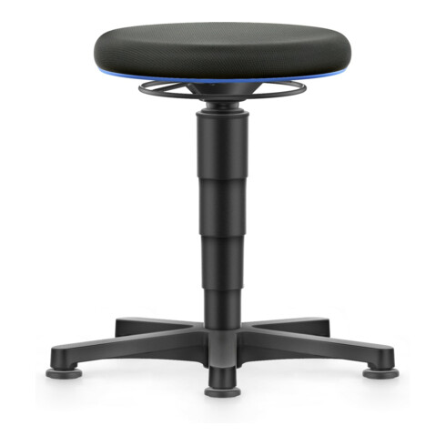 bimos Allround Hocker mit Gleiter, Stoff schwarz, Sitzhöhe 450-650 mm, Farbring blau