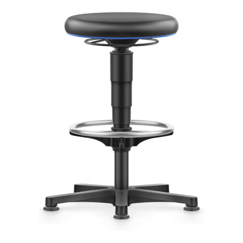bimos Allround Hocker mit Gleiter und Fußring, Kunstleder schwarz, Sitzhöhe 560-830 mm
