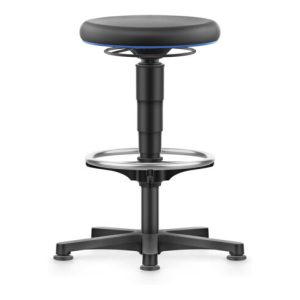 bimos Allround Hocker mit Gleiter und Fußring, PU schwarz, Sitzhöhe 560-830 mm bimos Allround Hocker mit Gleiter und Fußring, PU schwarz, Sitzhöhe 560-830 mm