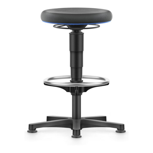 bimos Allround Hocker mit Gleiter und Fußring, Supertec schwarz, Sitzhöhe 560-830 mm