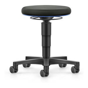 bimos Allround Hocker mit Rollen, Stoff schwarz, Sitzhöhe 450-650 mm, Farbring blau bimos Allround Hocker mit Rollen, Stoff schwarz, Sitzhöhe 450-650 mm, Farbring blau
