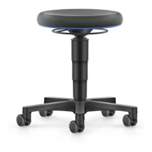 bimos Allround Hocker mit Rollen, Supertec schwarz, Sitzh.450-650 mm, Farbring blau bimos Allround Hocker mit Rollen, Supertec schwarz, Sitzh.450-650 mm, Farbring blau