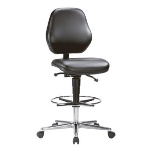 bimos Arbeitsdrehstuhl Basic mit Rollen und Fußring Kunstleder H.650-910mm bimos Arbeitsdrehstuhl Basic mit Rollen und Fußring Kunstleder H.650-910mm