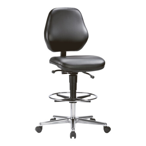 bimos Arbeitsdrehstuhl Basic mit Rollen und Fußring Kunstleder H.650-910mm